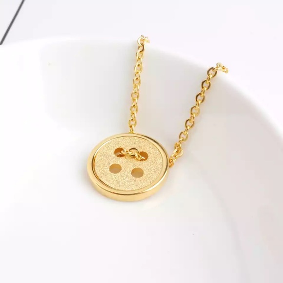 Stainless Steel Tiny Button Necklace - Picture 3 of 6